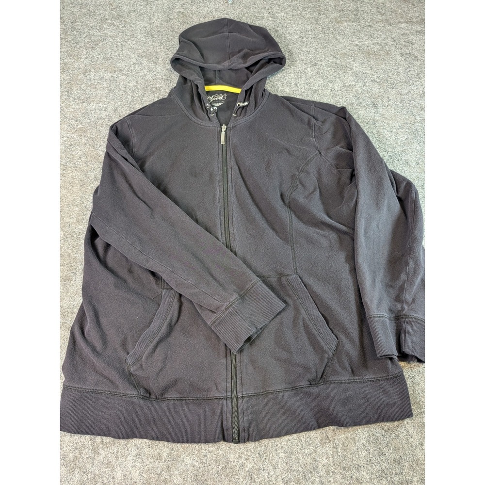 Style & Co Sport Womens 2X Black Full Zip Hoodie Cotton Blend Activewear Jacket